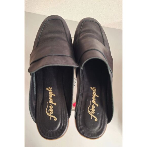 Free People At Ease Leather Mule Slides EU 38 US 7.5 - 8 Black Loafers Classic - Picture 4 of 5